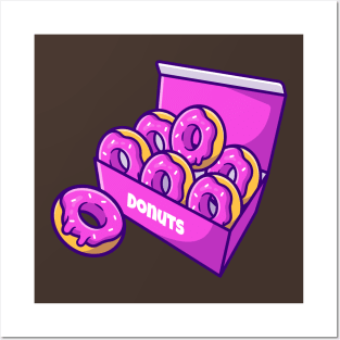 Doughnut With Box Cartoon Illustration Posters and Art